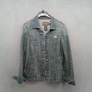 Calvin Klein Jean Jacket Womens Small Blue‎ Faded Denim Button Up 90s Y2K